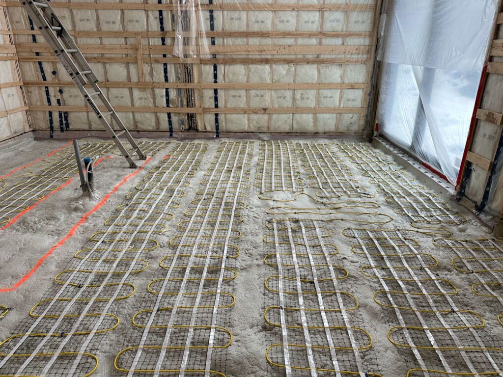 Dalle de béton chauffante multi zone